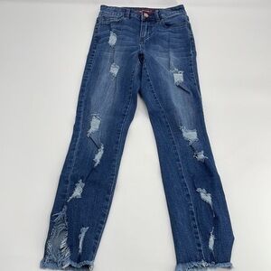 UEC Guess destroyed raw hem cropped jeans size 24